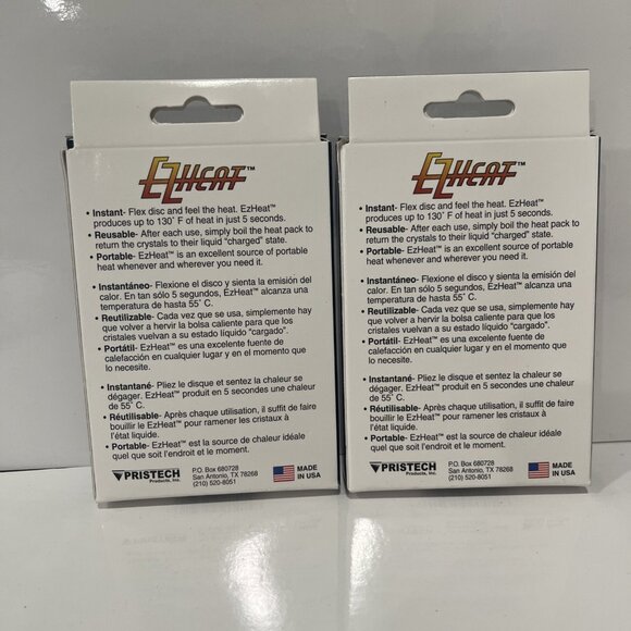 Lot Of 2 EZ Heat Instant Reusable Hand Warmer NIB Pristech Made In USA - Picture 2 of 6